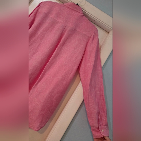 Women's J. McLaughlin Pink Britt Linen Blouse, Size L - Picture 13 of 13